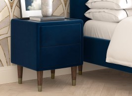 Batten Velvet-Finish USB Charging Bedside Table