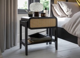 Calder Wooden Rattan Bedside Table