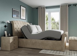 Clearance Paris Ergomotion Adjustable Upholstered Bed Frame