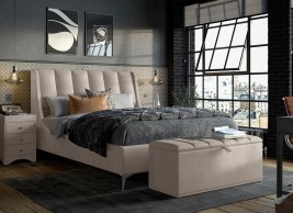 Enzo Velvet-Finish Ottoman Bed Frame