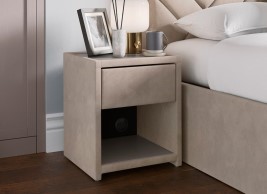 House Beautiful Jay Velvet-Finish USB Charging Bedside Table