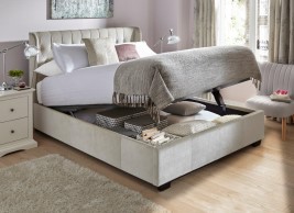 Sana Velvet-Finish Ottoman Bed Frame