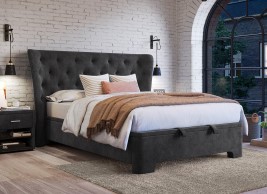 Wells Velvet-Finish Ottoman Bed Frame