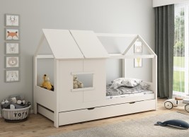 White Playhouse Kids Wooden Bed image