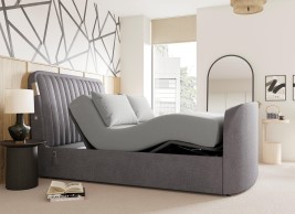 Yokohama Ergomotion Adjustable Velvet-Finish Dolby Atmos LG TV Bed Frame image