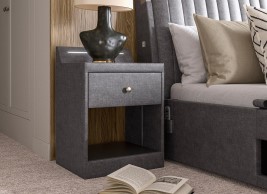 Yokohama Velvet-Finish USB Charging Bedside Table image