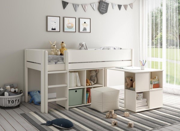 Buy Anderson Mid Sleeper Bed Frame with Cube & Desk Today With Free Delivery