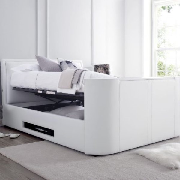 Ardwick Leather Ottoman Media Electric TV Bed Happy Beds BedBoy