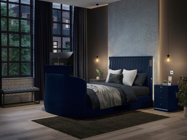 Bed frame deals with tv compartment
