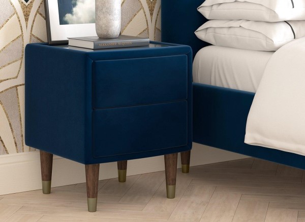 Batten Velvet-Finish USB Charging Bedside Table second priority image