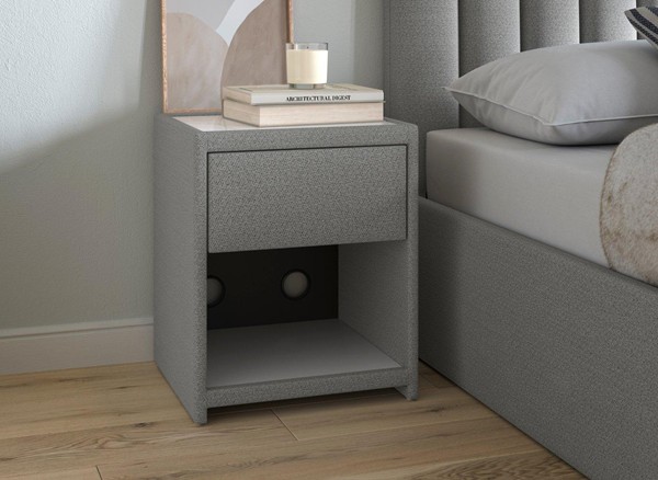 Davies Upholstered USB Charging Bedside Table alternate view