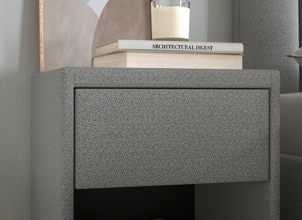 Davies Upholstered USB Charging Bedside Table alternate view