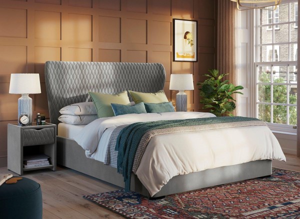 Grove Velvet-Finish Upholstered Ottoman Bed Frame second priority image