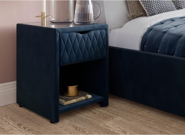 Buy House Beautiful Grove Velvet-Finish USB Charging Bedside Table Today With Free Delivery