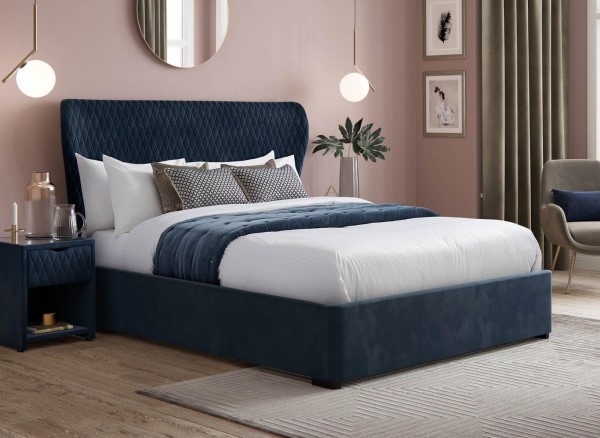 Buy Grove Velvet-Finish Upholstered Ottoman Bed Frame Today With Free Delivery