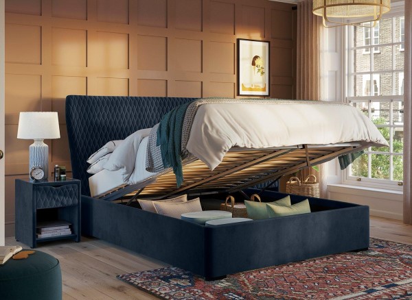 Grove Velvet-Finish Upholstered Ottoman Bed Frame third priority image