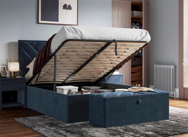 Jay Velvet-Finish Ottoman Bed Frame third priority image
