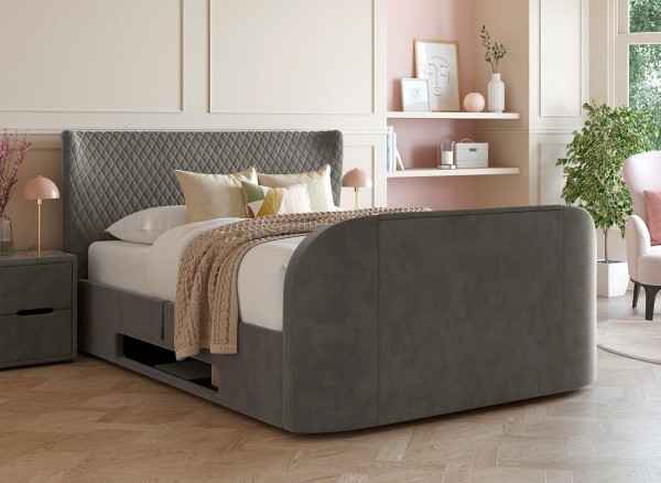 Buy Kobe Velvet-Finish Ottoman TV Bed Frame Today With Free Delivery