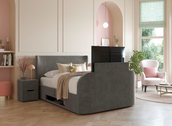 Kobe Velvet-Finish Ottoman TV Bed Frame alternate view