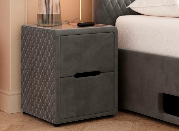 Buy Kobe Velvet-Finish USB Charging Bedside Table Today With Free Delivery