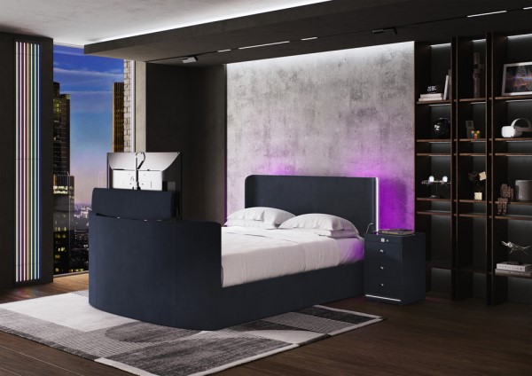 Buy Media Glow Ottoman TV Bed Frame With Sound Activated Lighting Today With Free Delivery