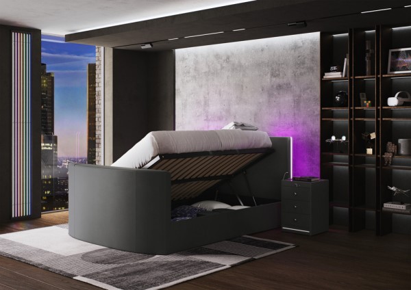 Media Glow Ottoman TV Bed Frame With Sound Activated Lighting third priority image