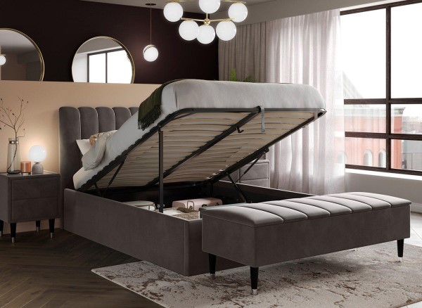 Mount Velvet-Finish Ottoman Bed Frame third priority image