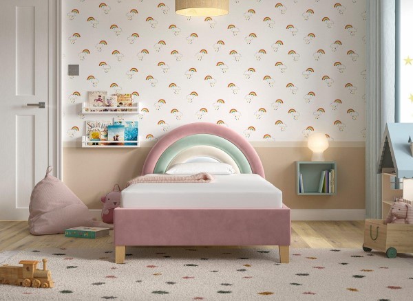 Rainbow Kids Velvet-Finish Bed Frame third priority image