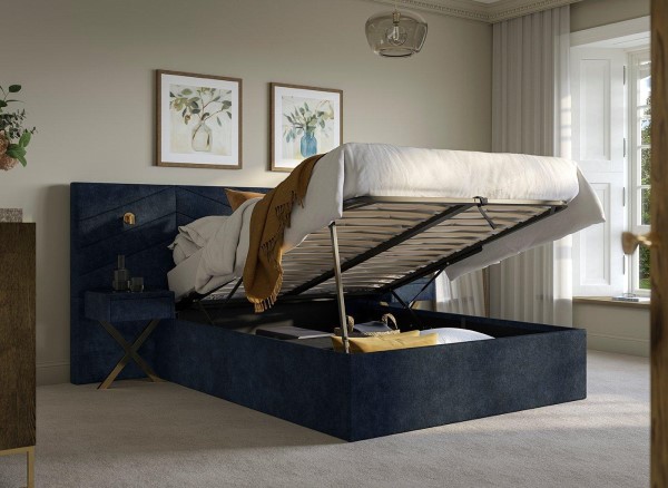 Saffron Upholstered Ottoman Bed Frame With Bedside Tables third priority image