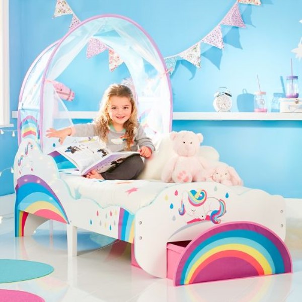 Unicorn and Rainbow Canopy Toddler Bed Happy Beds BedBoy