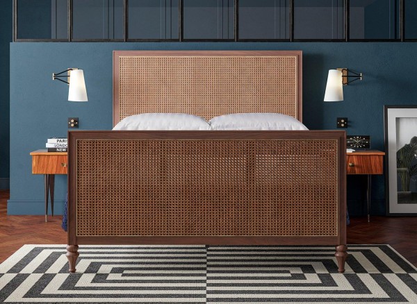 Vintage Rattan Wooden Bed Frame third priority image