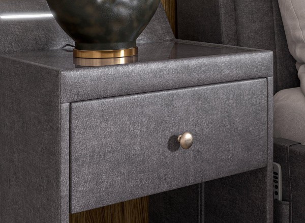 Yokohama Velvet-Finish USB Charging Bedside Table third priority image